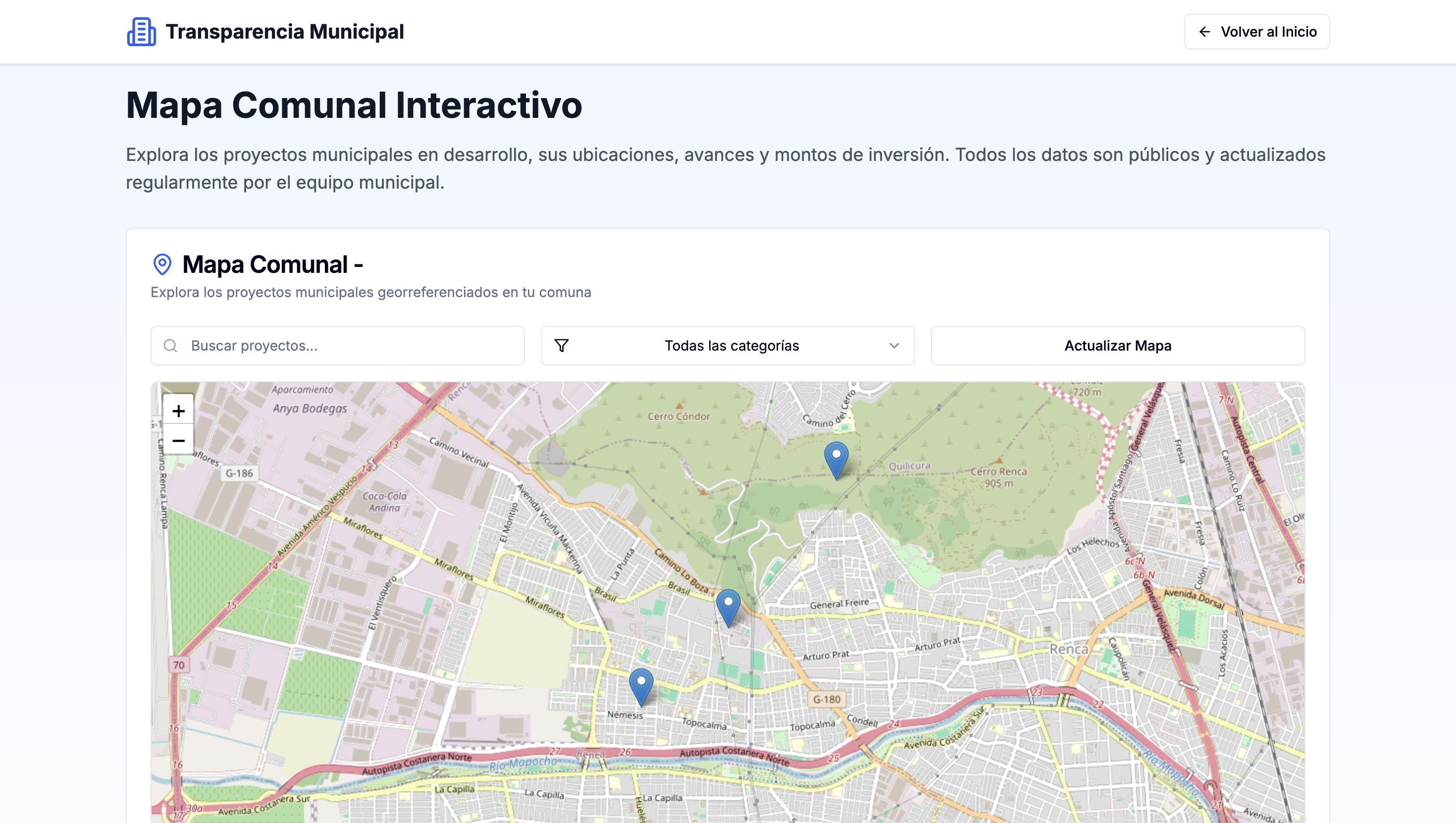 Mapa interactivo de obras